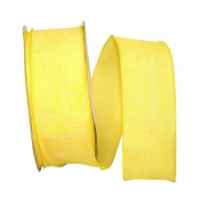 2.5 Inch Yellow Linen Wired Edge Ribbon, Yellow, 10 Yard Spool (1 Spool) SALE ITEM