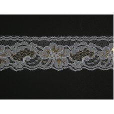 2 Inch Flat Lace, White-Gold (400 YARDS - FULL SPOOL) MADE IN USA