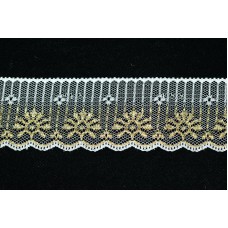2 Inch Flat Lace, White - Gold ( 350 YARDS - FULL SPOOL) MADE IN USA