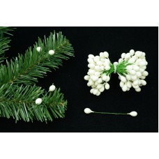 White Twist On Artificial Holly Berries, 9MM x 12MM (lot of 1 bunch) SALE ITEM