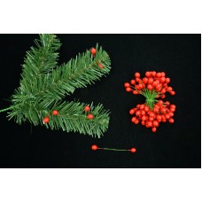 Red Twist On Artificial Holly Berries, 9MM x 12MM (lot of 1 bunch) SALE ITEM