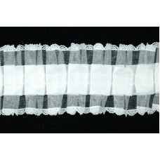 2.125 inch White Double Ruffled Organza Ribbon  (10 Yards) SALE ITEM