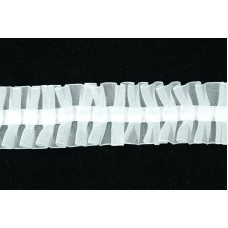 1.625 inch White Double Ruffled Organza Ribbon  (20 Yards) SALE ITEM