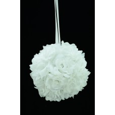 White 6 Inch Rose Kissing Ball (Lot of 1) SALE ITEM