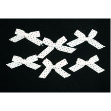 White Satin Mini Bows With Red Dots (Lot of 6 Packages) SALE ITEM
