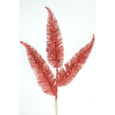 Red Glittered Fern Leaf Spray  (Lot of 48) SALE ITEM