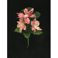 Mauve Satin Poinsettia and Pine Christmas Wreath Pick (lot of 12)