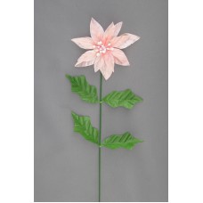 Satin Poinsettia Spray, Pink, Artificial Silk Flower (lot of 12)
