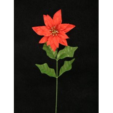 Satin Poinsettia Spray, red, Artificial Silk Flower (lot of 12)