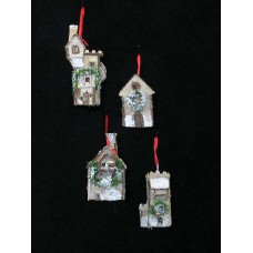 House Ornament, set of 4 (Lot of 1 Box, 3 Set Per Box) SALE ITEM