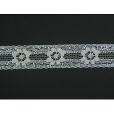 1 Inch Flat Lace, White-Silver (644 YARDS - FULL SPOOL) MADE IN USA