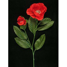 Magnolia Spray, red, Artificial Silk Flower (lot of 6)