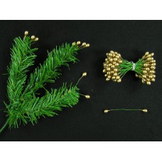 Gold Twist On Artificial Holly Berries, 9mm x 12mm (lot of 1 bunch) SALE ITEM