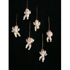 Resin Angel with Instrument Ornament, assorted (lot of 6)