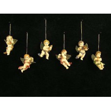 Angel with Instrument Ornament, 2.75 inch (lot of 6)