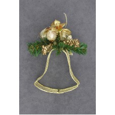 Mesh Bell Christmas Ornament, cream accents, 3.5 inch (lot of 12)