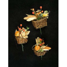 Fall Basket Floral Pick, 3 assorted styles (lot of 24) SALE ITEM