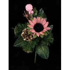 Pink Sunflower Decorated Fall and Christmas Wreath Pick, Hot Pink (Lot of 12)