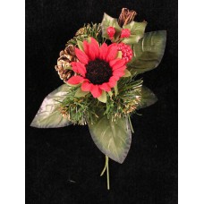 Red Sunflower Decorated Fall and Christmas Wreath Pick (Lot of 12)