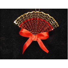 Fan Christmas Tree Ornament, red/gold metallic (lot of 12)