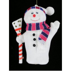 Flocked Snowman Ornament, 6 inch (lot of 1) SALE ITEM