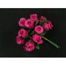 Miniature Silk Flower Rosebud, Fuchsia (lot of 12 bunches) SALE ITEM