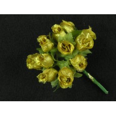 Miniature Rose Buds, gold/green (lot of 12 bunches) SALE ITEM