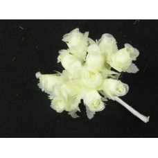 Miniature Silk Flower Rosebuds, Ivory/Ivory (lot of 12 bunches) SALE ITEM
