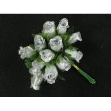 Miniature Rose Buds, silver/green (lot of 12 bunches) SALE ITEM