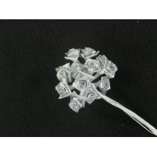 Medium Ribbon Rose, silver (lot of 12 bunches) SALE ITEM
