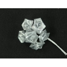 Large Ribbon Rose, silver (lot of 12 bunches) SALE ITEM