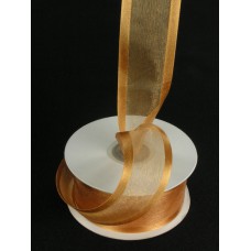 Organza Ribbon With Satin Edge , Gold, 7/8 Inch x 25 Yards (1 Spool) SALE ITEM