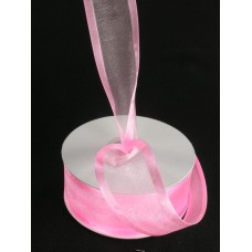 Organza Ribbon With Satin Edge , Pink, 1-1/2 Inch x 25 Yards (1 Spool) SALE ITEM