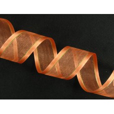 Organza Ribbon With Satin Edge and Gold Stripe , Orange, 7/8 Inch x 25 Yards (1 Spool) SALE ITEM