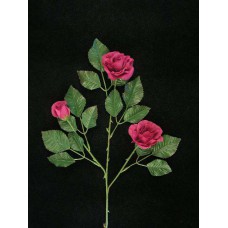 Rose & Rosebud, burgundy, Artificial Silk Flower (lot of 12)