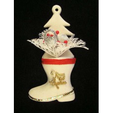 White Flocked Santa Boot, 9.25 inch (lot of 24)