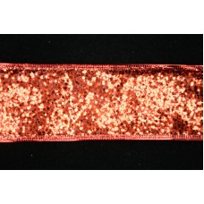 2.5 Inch Red Wired Christmas Ribbon w/ Red Edges - Metallic Red Glitter Design, 2.5 Inch x 25 Yards (Lot of 1 Spool) SALE ITEM