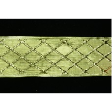 2.5 Inch Gold Wired Christmas Ribbon, Metallic Gold With Woven Diamond Pattern, 25 Yds (Lot of 1 Spool) SALE ITEM
