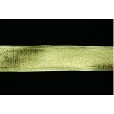 1.5 Inch Gold Wired Christmas Ribbon w/ Gold Edges - Metallic Gold, 1.5 Inch x 25 Yards (Lot of 1 Spool) SALE ITEM