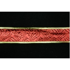 1.5 Inch Red Wired Christmas Ribbon, Metallic Red Embossed Basket Weave Pattern, 25 Yds (Lot of 1 Spool) SALE ITEM