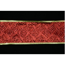 2.5 Inch Red Wired Christmas Ribbon w/ Gold Edges -Metallic Red with Embossed Basket Weave Pattern, 2.5 Inch x 25 Yards (Lot of 1 Spool) SALE ITEM