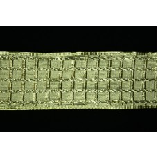 2.5 Inch Gold Wired Christmas Ribbon, Metallic Gold with Jacquard Squares Design, 25 Yds (Lot of 1 Spool) SALE ITEM