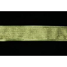 1.5 Inch Metallic Gold Wired Christmas Ribbon w/ Gold Edges And Horizontal Strips, 25 Yards (Lot of 1 Spool) SALE ITEM