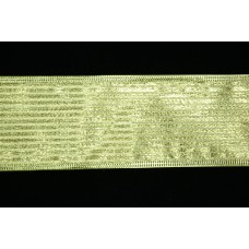 2.5 Inch Gold Wired Christmas Ribbon, Metallic Gold with Horizontal Stripe design, 25 Yds (Lot of 1 Spool) SALE ITEM