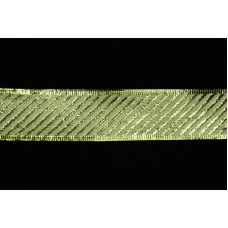 1.5 Inch Gold Wired Christmas Ribbon, Gold Metallic with Diagonal Stripe Pattern, 25 Yards (Lot of 1 Spool) SALE ITEM