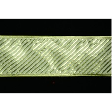2.5 Inch Gold Wired Christmas Ribbon, Metallic Gold with Diagonal Striped Design, 25 Yards (Lot of 1 Spool) SALE ITEM