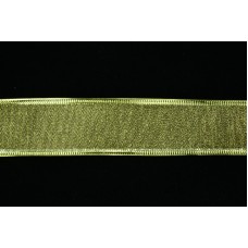1.5 Inch Gold Wired Christmas Ribbon w/ Gold Edges - Gold Metallic Sheer, 1.5 Inch x 50 Yards (Lot of 1 Spool) SALE ITEM