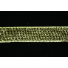 1.5 Inch Gold Wired Christmas Ribbon w/ Gold Edges - Gold Glittered Mesh, 1.5 Inch x 50 Yards (Lot of 1 Spool) SALE ITEM