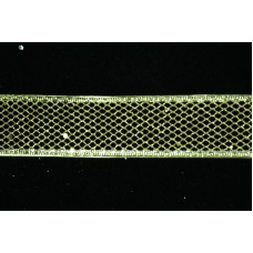 1.5 Inch Gold Wired Christmas Ribbon w/ Gold Edges - Gold Glittered Mesh, 1.5 Inch x 50 Yards (Lot of 1 Spool) SALE ITEM