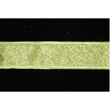 1.5 Inch Gold Wired Christmas Ribbon w/ Gold Edges - Gold Metallic Glittered, 1.5 Inch x 50 Yards (Lot of 1 Spool) SALE ITEM